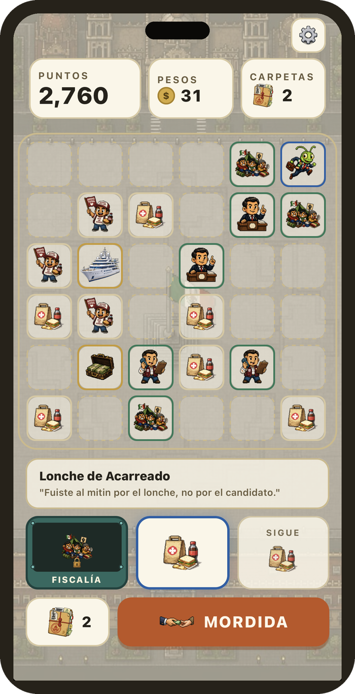 Captura del tablero de La Grilla en pleno merge-puzzle